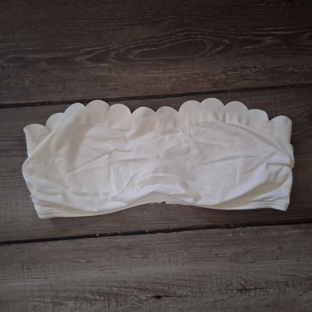 kate spade White Scallop Bandeau Bikini Top